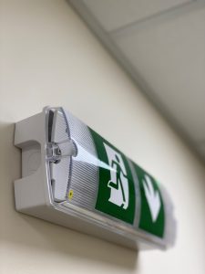 Wall mounted Emergency Signage and Lighting - close-up