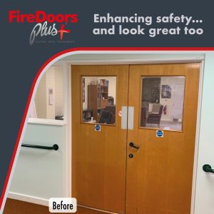 Communal double fire doors before replacement