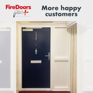 More Happy Customers - Front Fire Door installation with solid side screen - dark blue